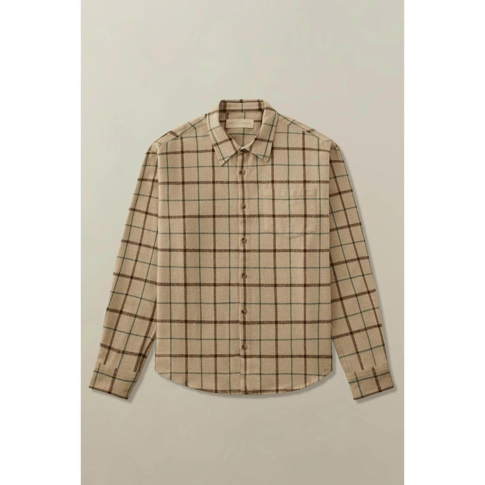 NEW ROAD TO NOWHERE men's accord shirt in oat windowpane